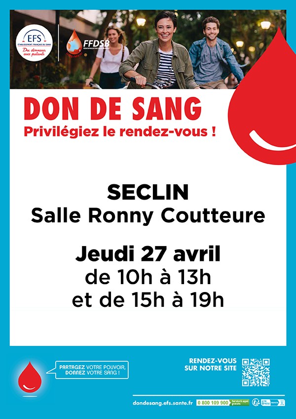 DON SANG SECLIN 27 AVRIL