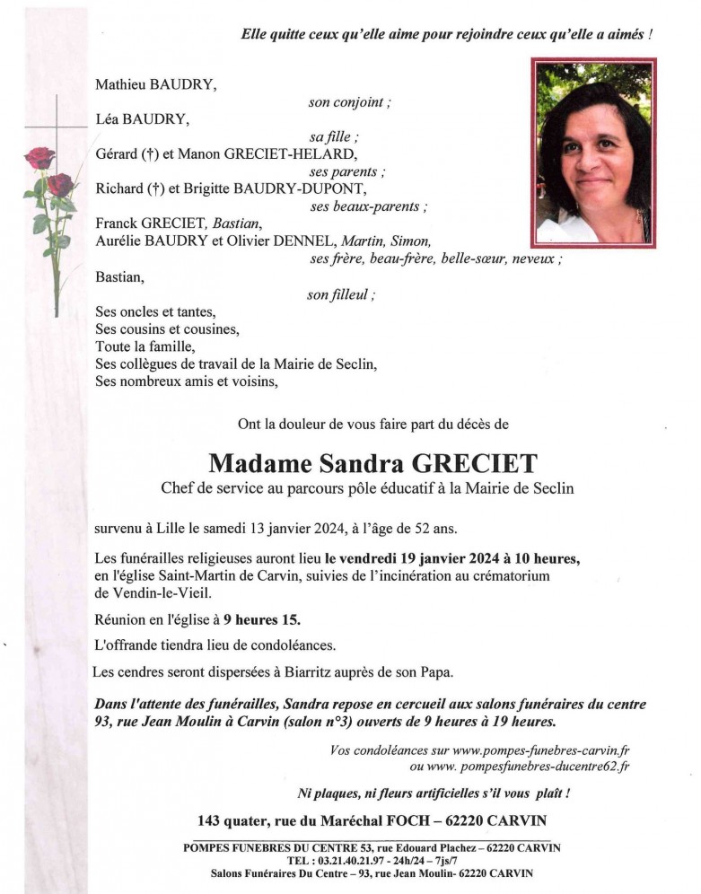 faire part Sandra Greciet