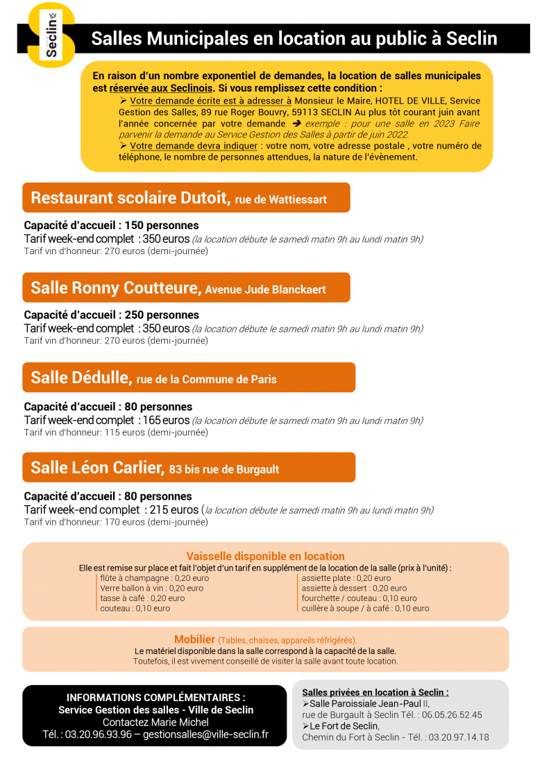 INFORMATIONS LOCATION DES SALLES MUNICIPALES MISE A JOUR AU 18 08 2022