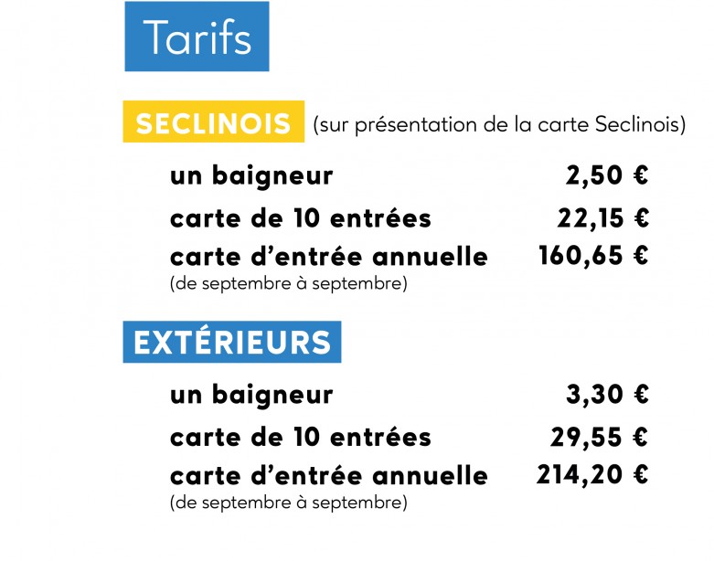 Tarifs piscine 2023